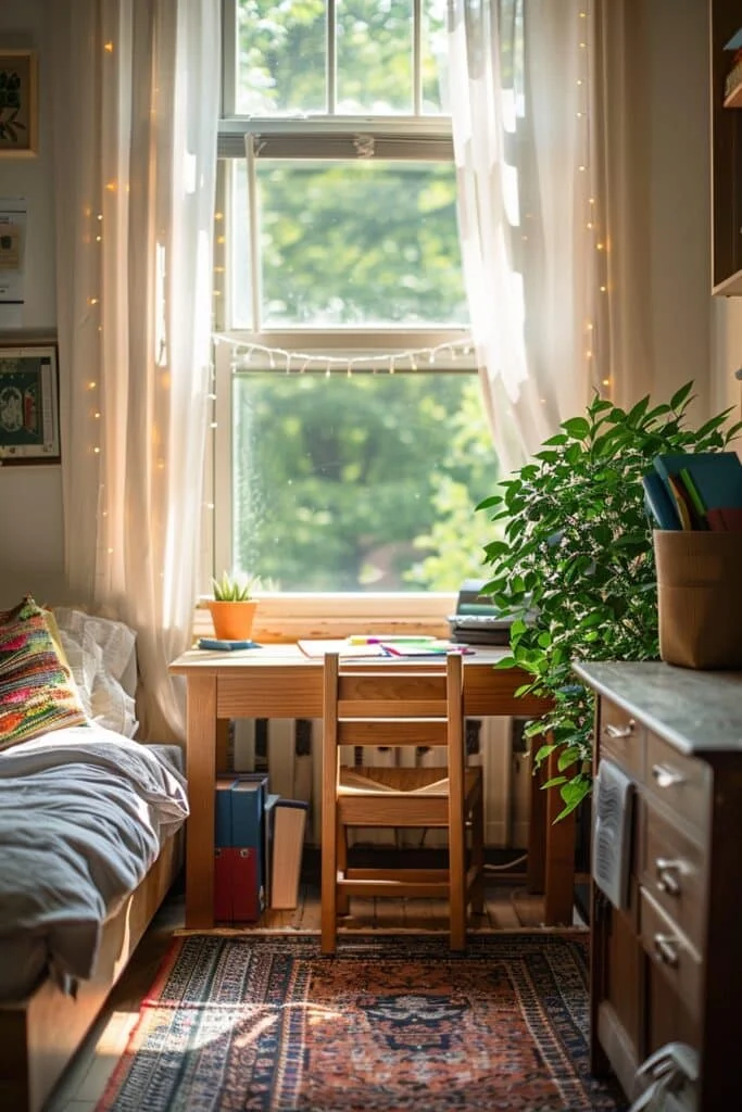 Cozy study space with natural light